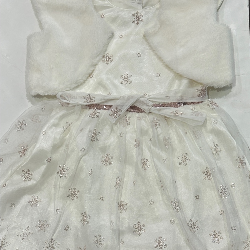Jona Michelle Ivory Dress with Gold Snowflake Accents - Picture 4 of 10
